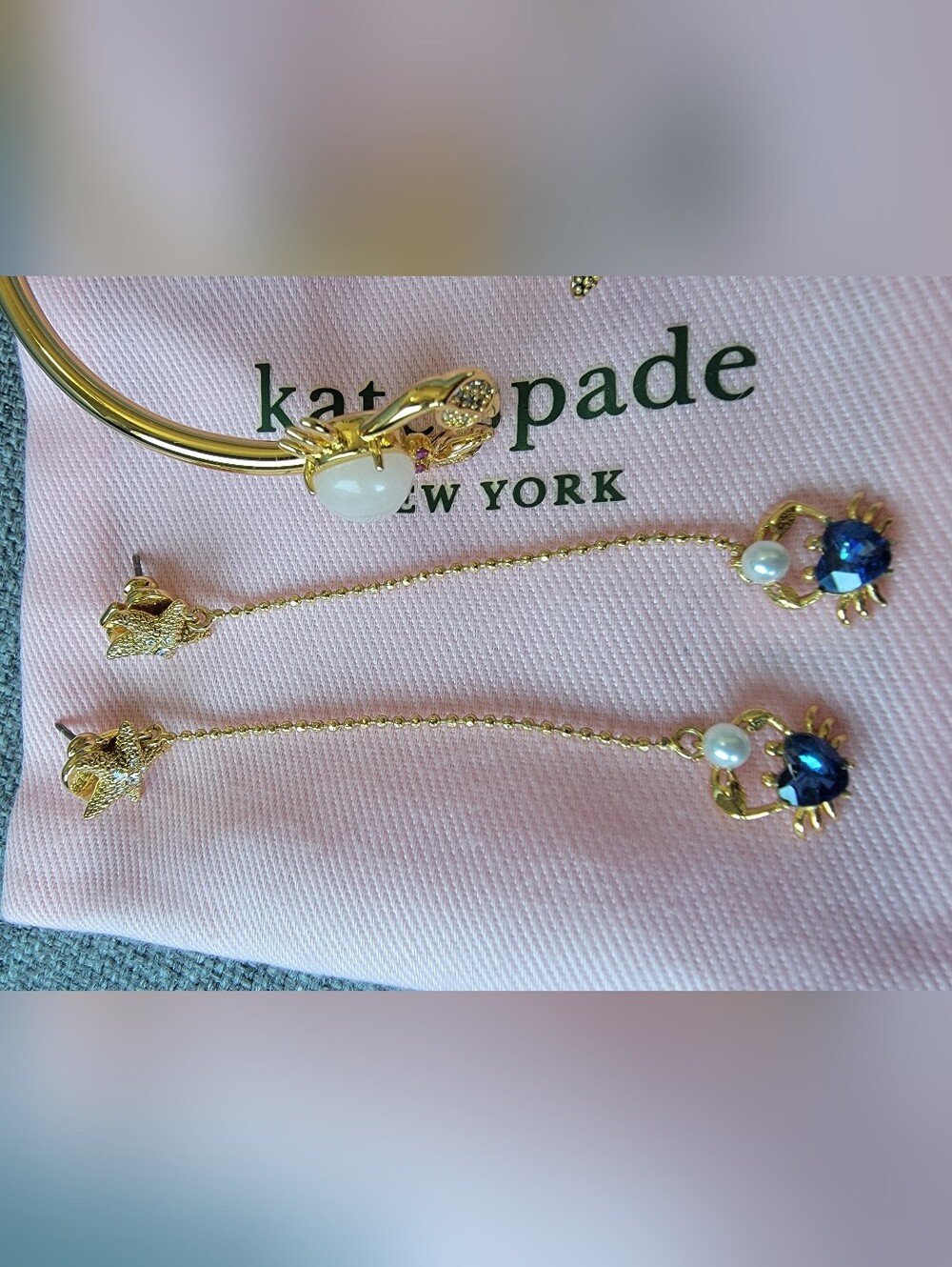 Kate Spade Ocean Jewelry Bundle — Starfish & Crab Set — Gold/Blue/Pearl - Picture 4 of 6